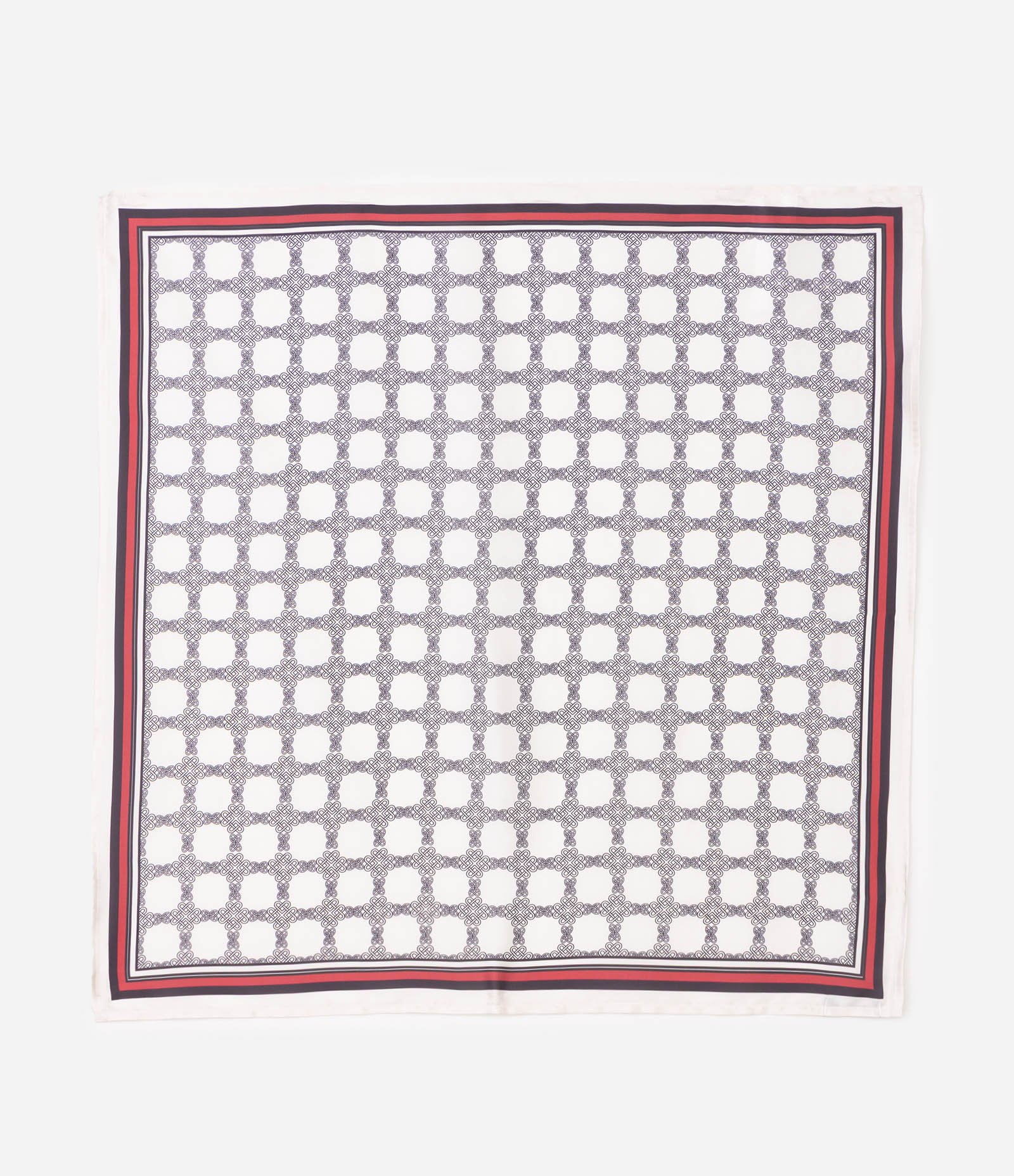 Lenço com Estampa Geométrica e Moldura Branco 2