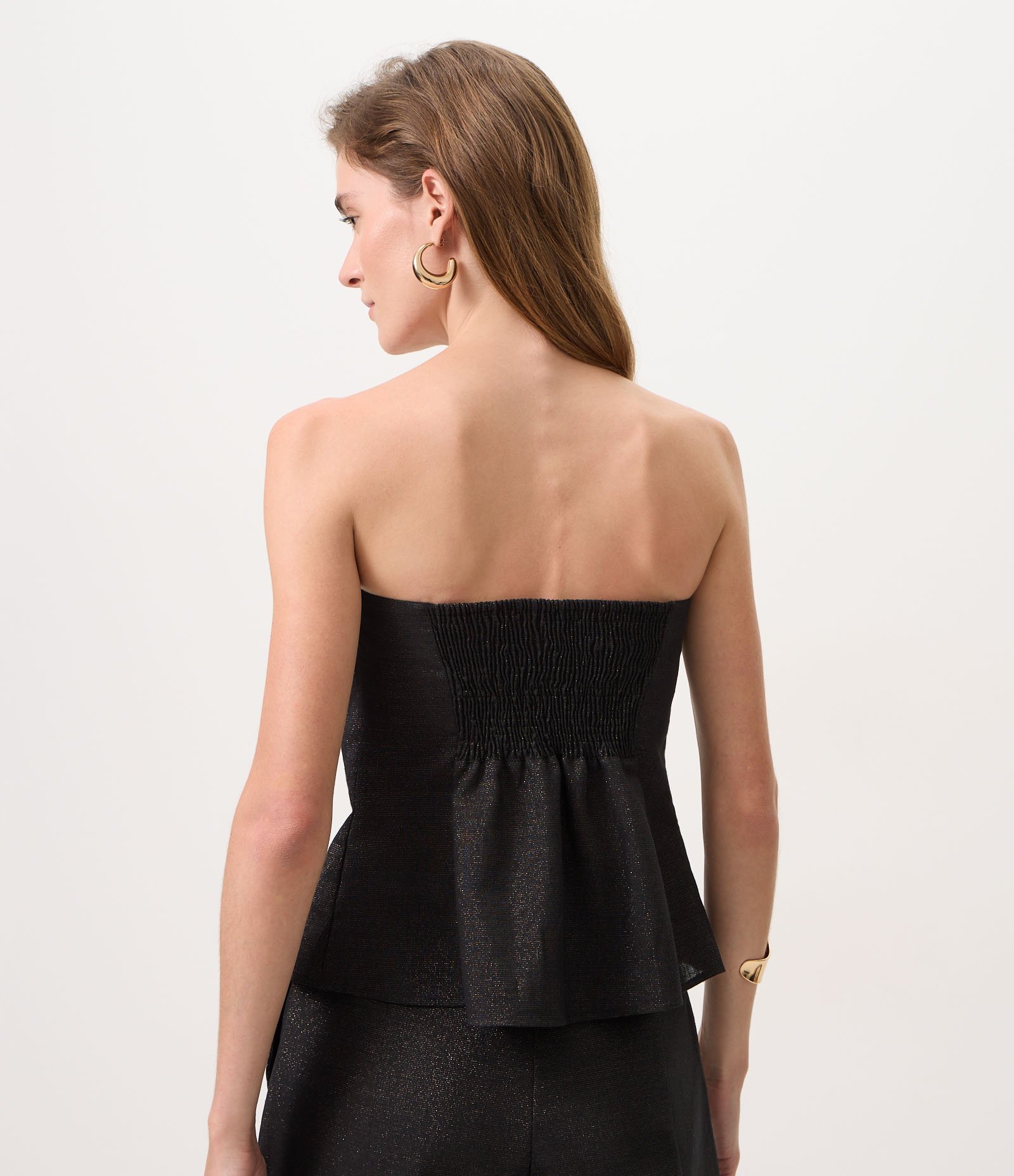 Blusa Tomara que Caia em Flamê com Brilho Preto 4