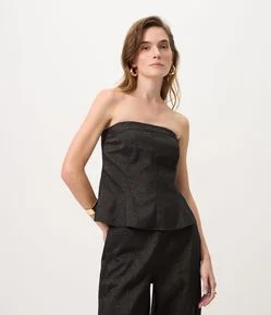 Blusa Tomara que Caia em Flamê com Brilho