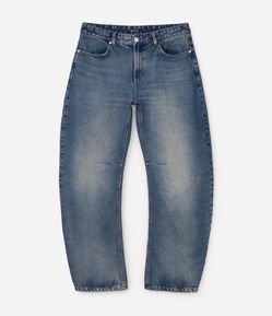 Calça Jeans Baggy com Recortes Curvos