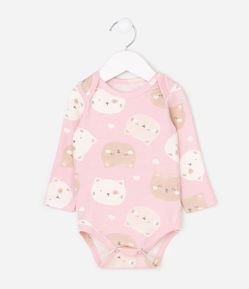 Body Bebê Cotton Gatos Cara de Bicho - Tam 0 a 18 Meses