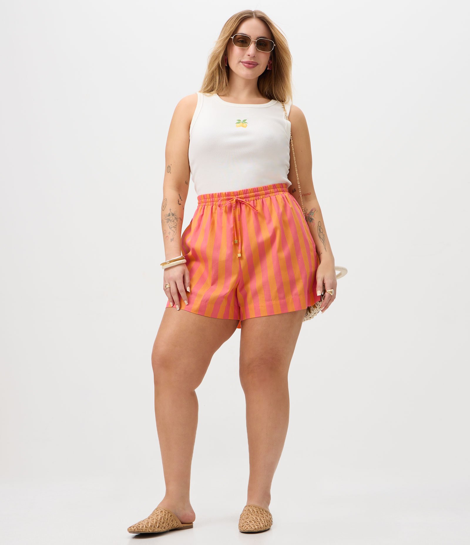 Regata Ajustada em Ribana com Bordado Curve & Plus Size Branco 2