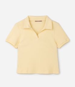 Blusa Baby Look em Ribana com Gola Polo Curve & Plus Size