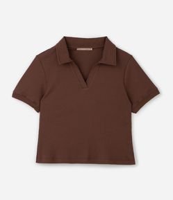 Blusa Baby Look em Ribana com Gola Polo Curve & Plus Size