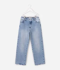 Calça Jeans Infantil Em Algodão Com Renda no Cós - Tam 5 a 16 Anos