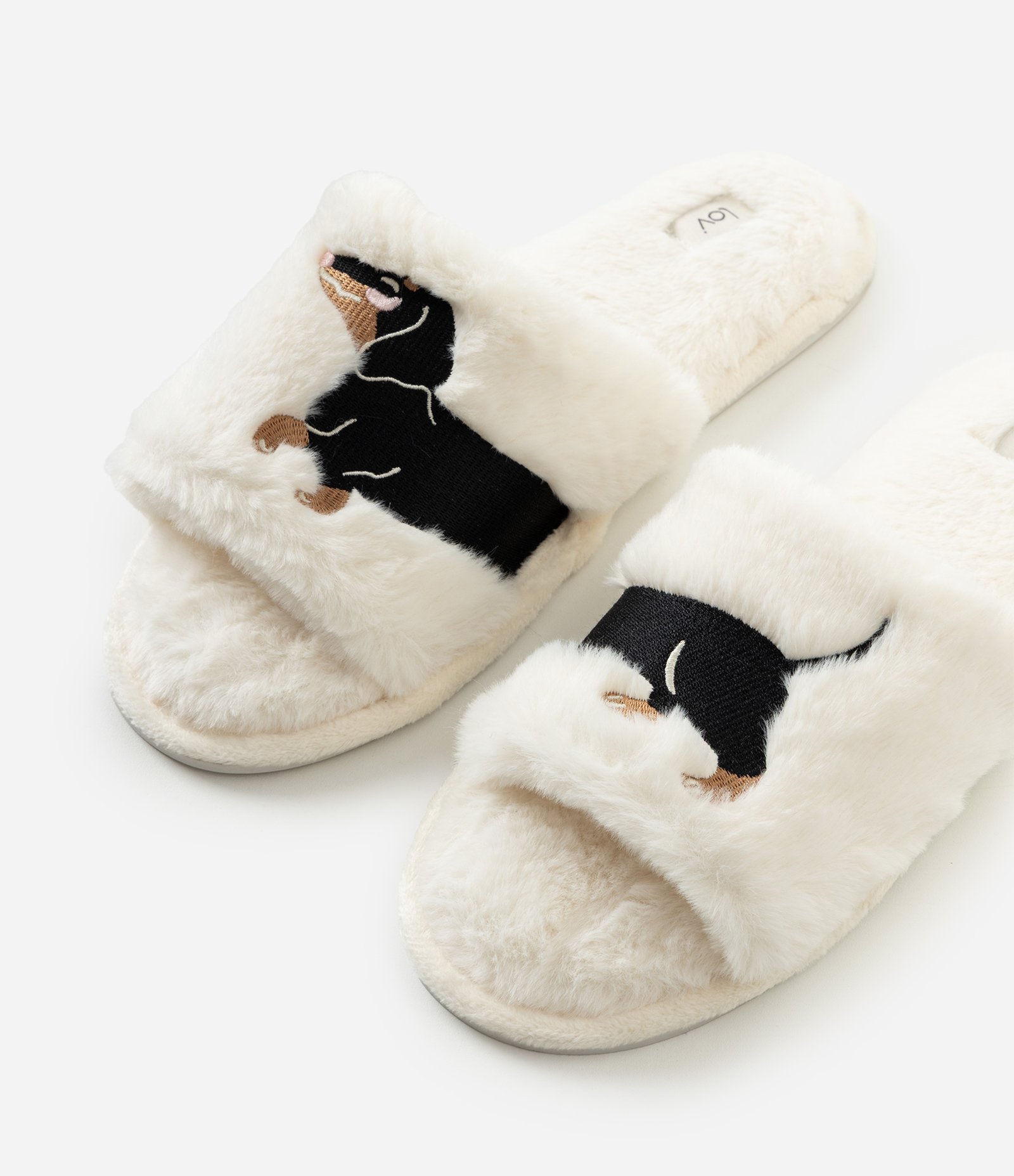 Pantufa Aberta com Cachorro Salsicha Off White 1