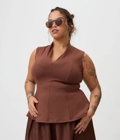 Blusa Peplum em Ponto Roma Curve & Plus Size