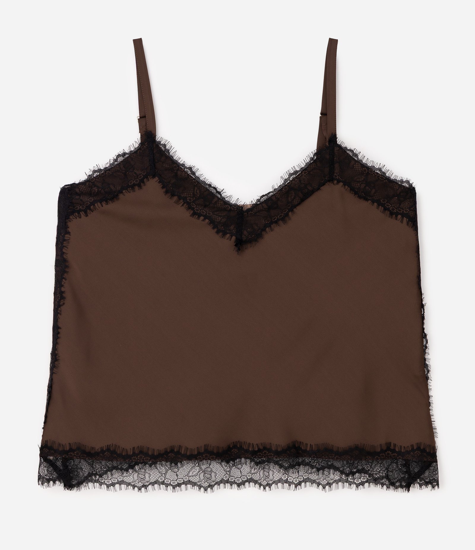 Blusa de Alcinha em Cetim com Detalhes em Renda Curve & Plus Size Marrom 6