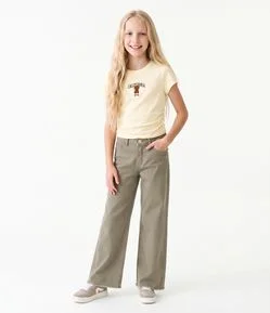 Camiseta Infantil Em Algodão Lettering California com Cachorrinho - Tam 5 a 16 Anos