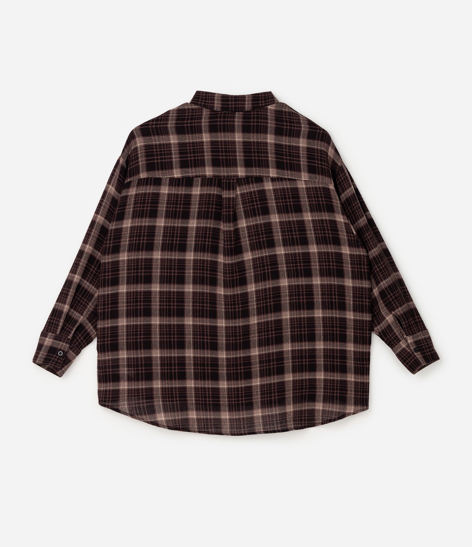 Camisa Oversized com Estampa Xadrez Curve & Plus Size Vinho 8