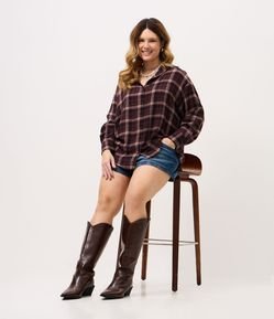 Camisa Oversized com Estampa Xadrez Curve & Plus Size
