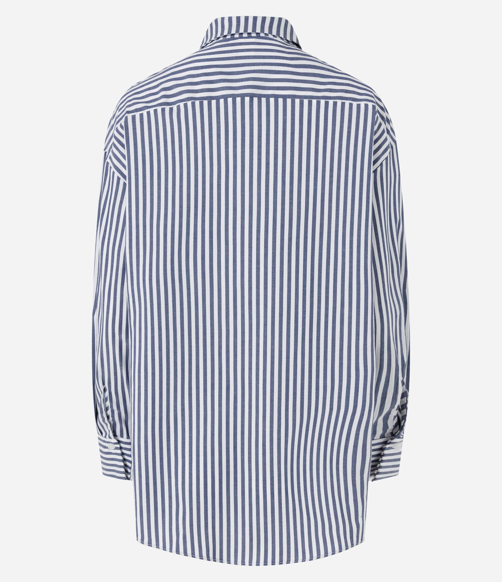 Camisa Over em Tricoline Listrada Azul 6