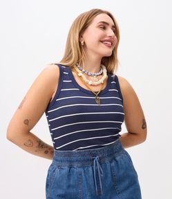 Blusa em Ribana Listrada Curve & Plus Size