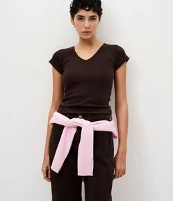Blusa em Modal Raglan com Decote V