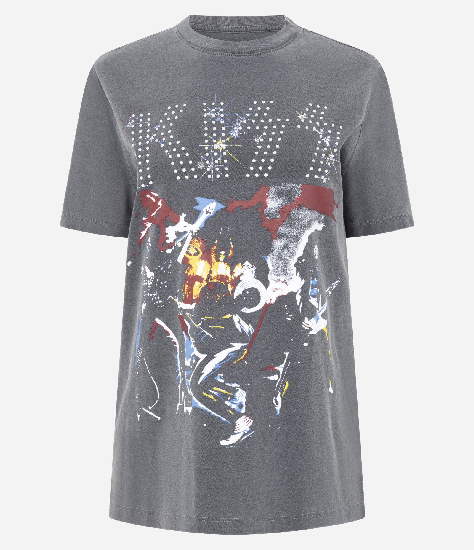 Camiseta em Algodão com Estampa Banda Kiss com Lettering Brilhoso Cinza 5