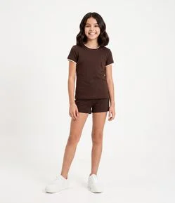 Bermuda Infantil em Cotton com Cós Dobrado - Tam 5 a 16 Anos