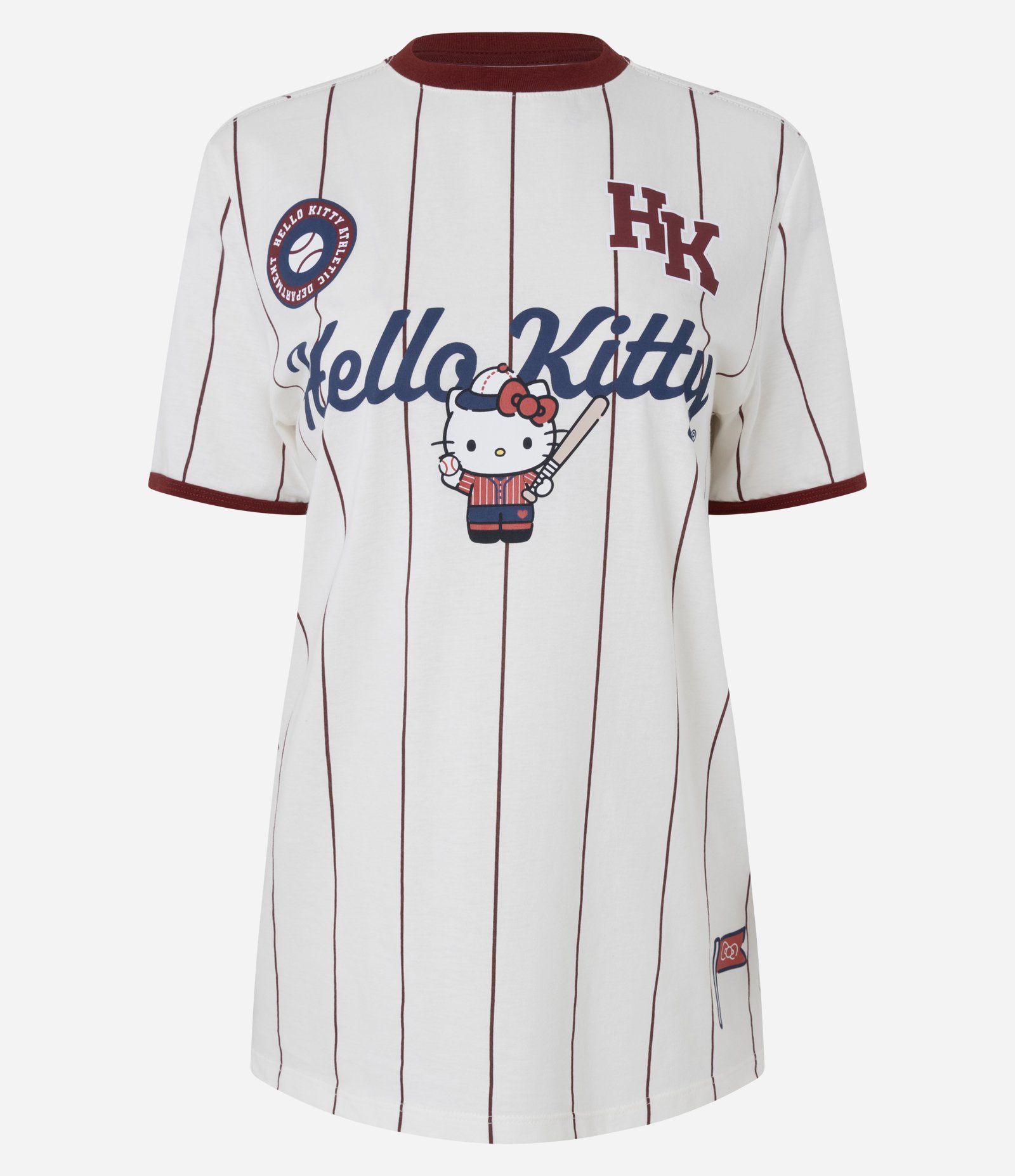 Camiseta em Algodão com Estampa Hello Kitty Baseball com Listras Branco 5