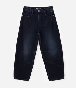 Calça Barrel Jeans com Recortes Anatômicos