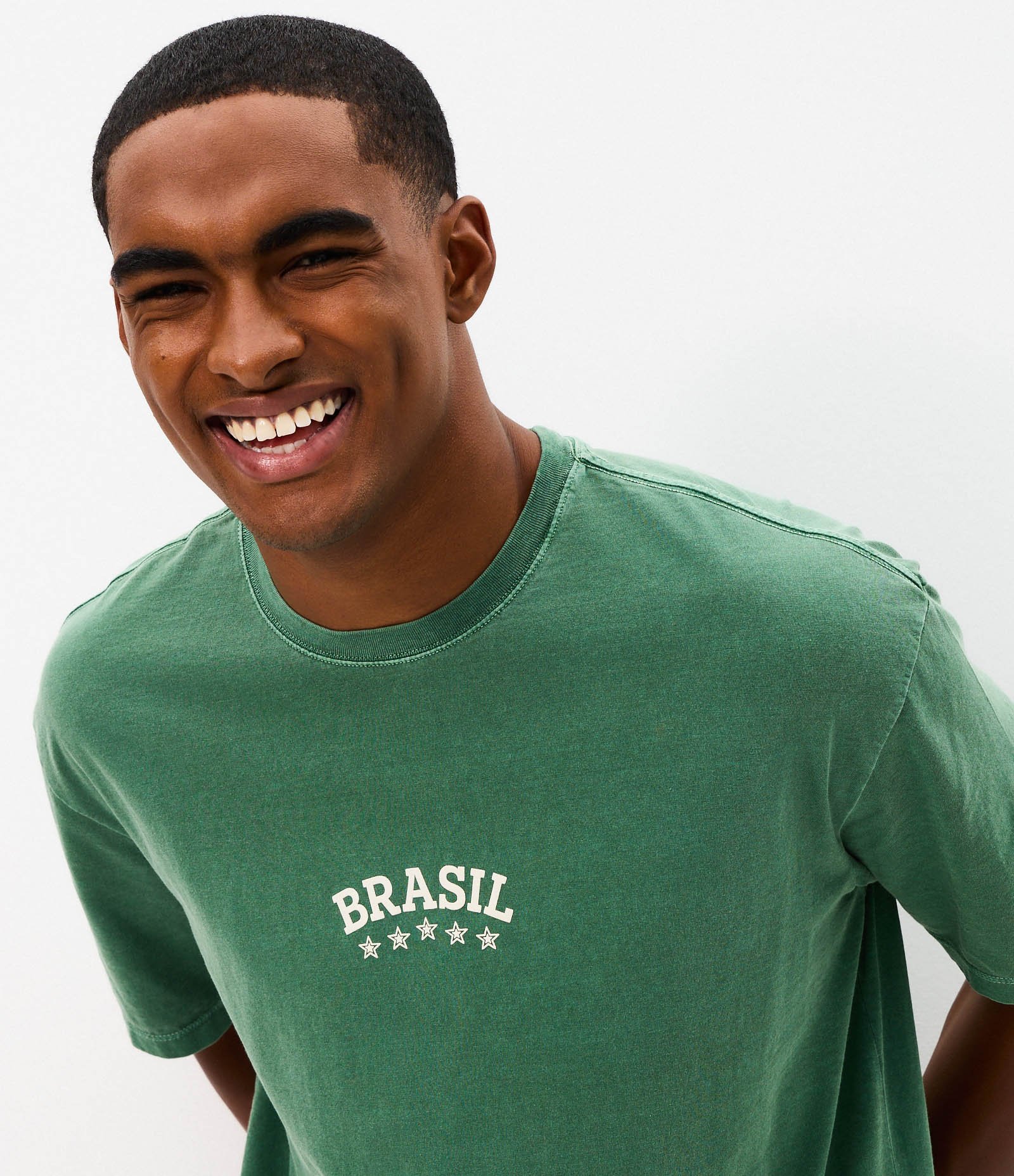 Camiseta Relaxed Algodão Brasil Verde 1