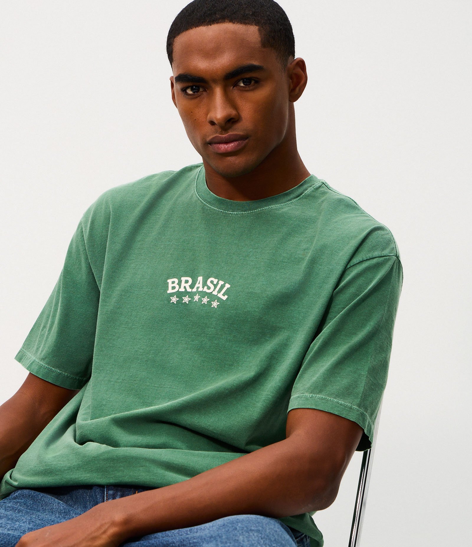 Camiseta Relaxed Algodão Brasil Verde 3