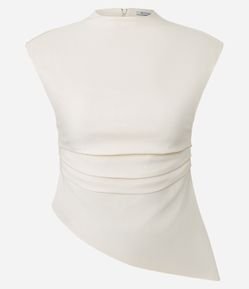 Blusa Assimétrica em Bengaline com Drapeado Lateral