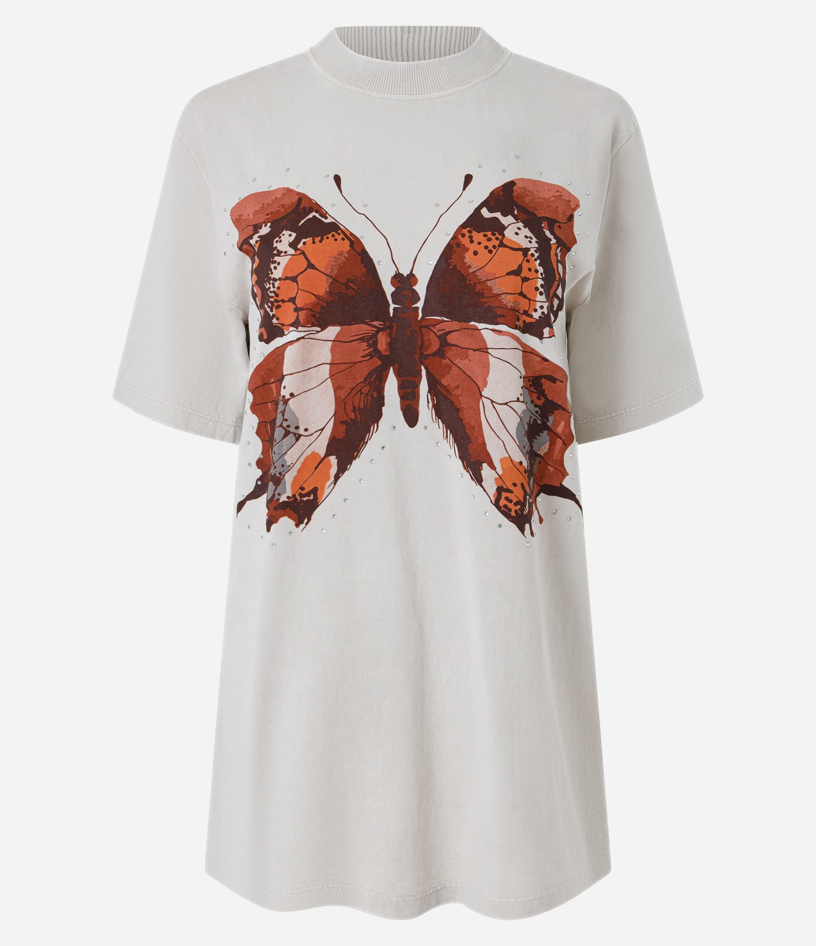 Camiseta Oversized em Algodão com Estampa Borboleta Marmorizada Cinza 5