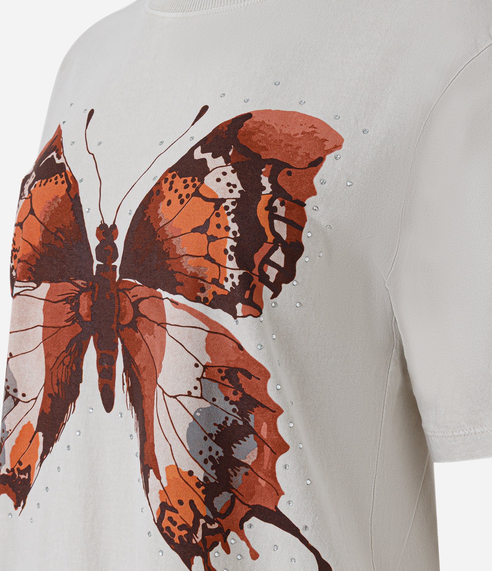 Camiseta Oversized em Algodão com Estampa Borboleta Marmorizada Cinza 6