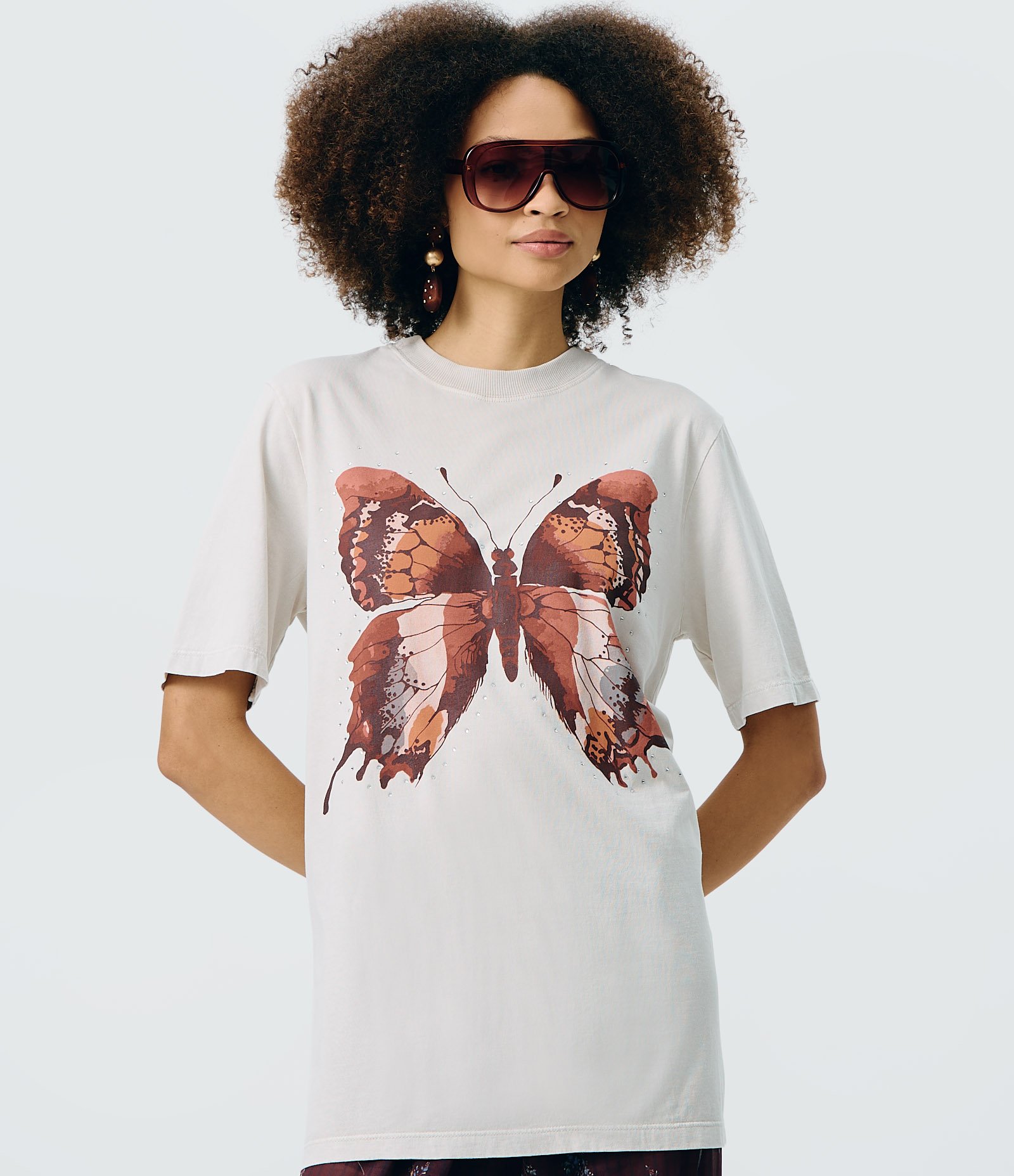 Camiseta Oversized em Algodão com Estampa Borboleta Marmorizada Cinza 3