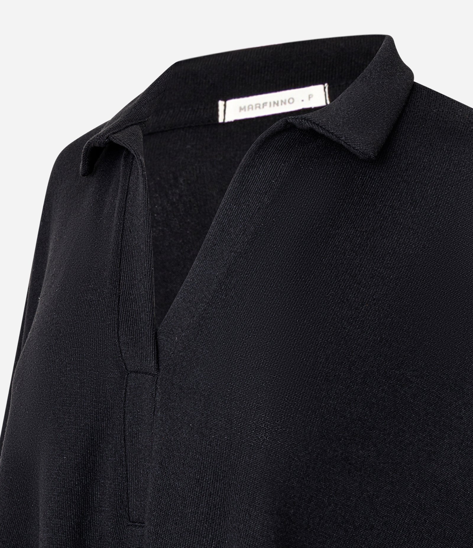 Blusa em Tricô com Gola Polo e Mangas Amplas Preto 6