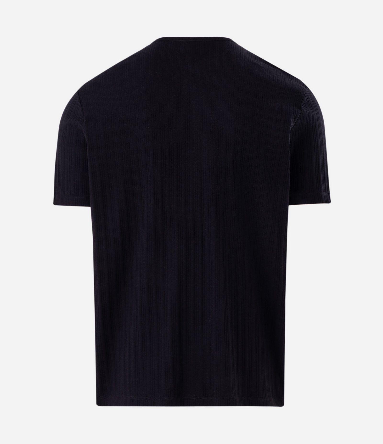 Camiseta Regular em Algodão Texturizada Henley com Botões Preto 6