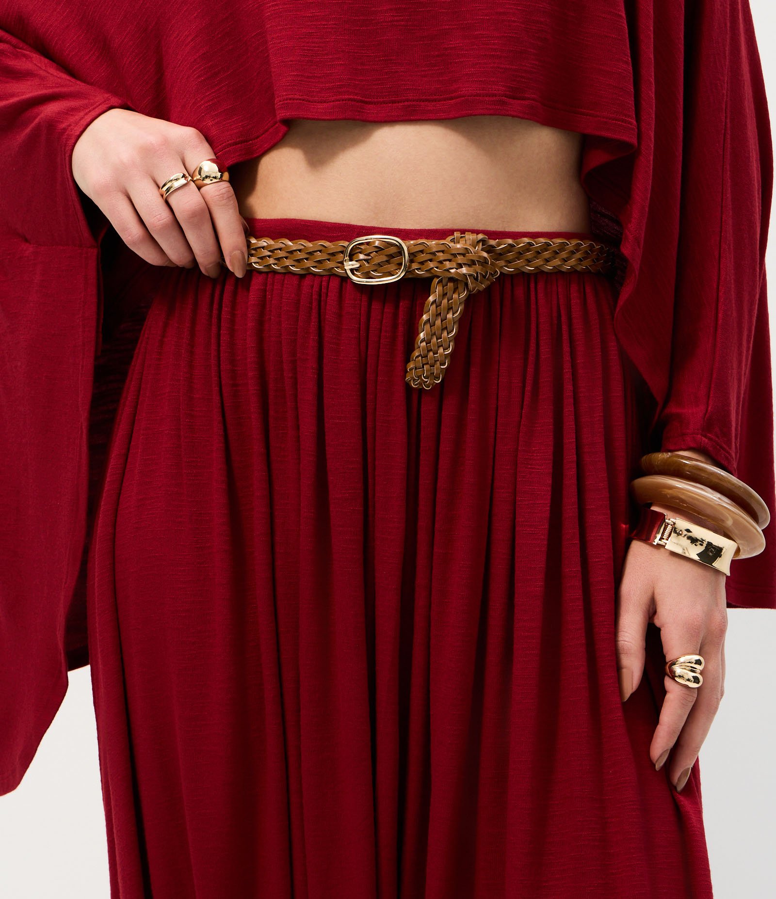 Calça Saruel em Malha Efeito Tricô com Cintura Elástica Vermelho 4