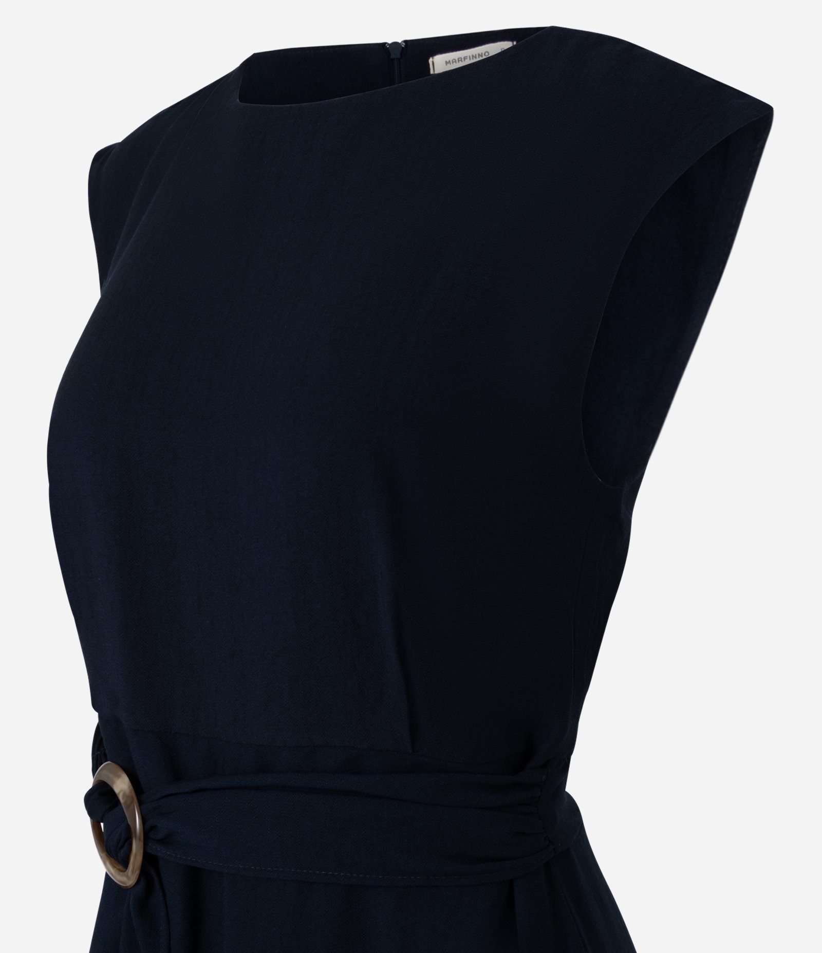 Vestido Viscose Com Faixa Para Amarração Fixa e Fivela Azul 2