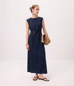 Vestido Viscose Com Faixa Para Amarração Fixa e Fivela