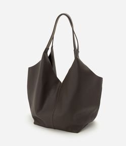Bolsa Hobo Grande em Couro com Fechamento por Mosquetão