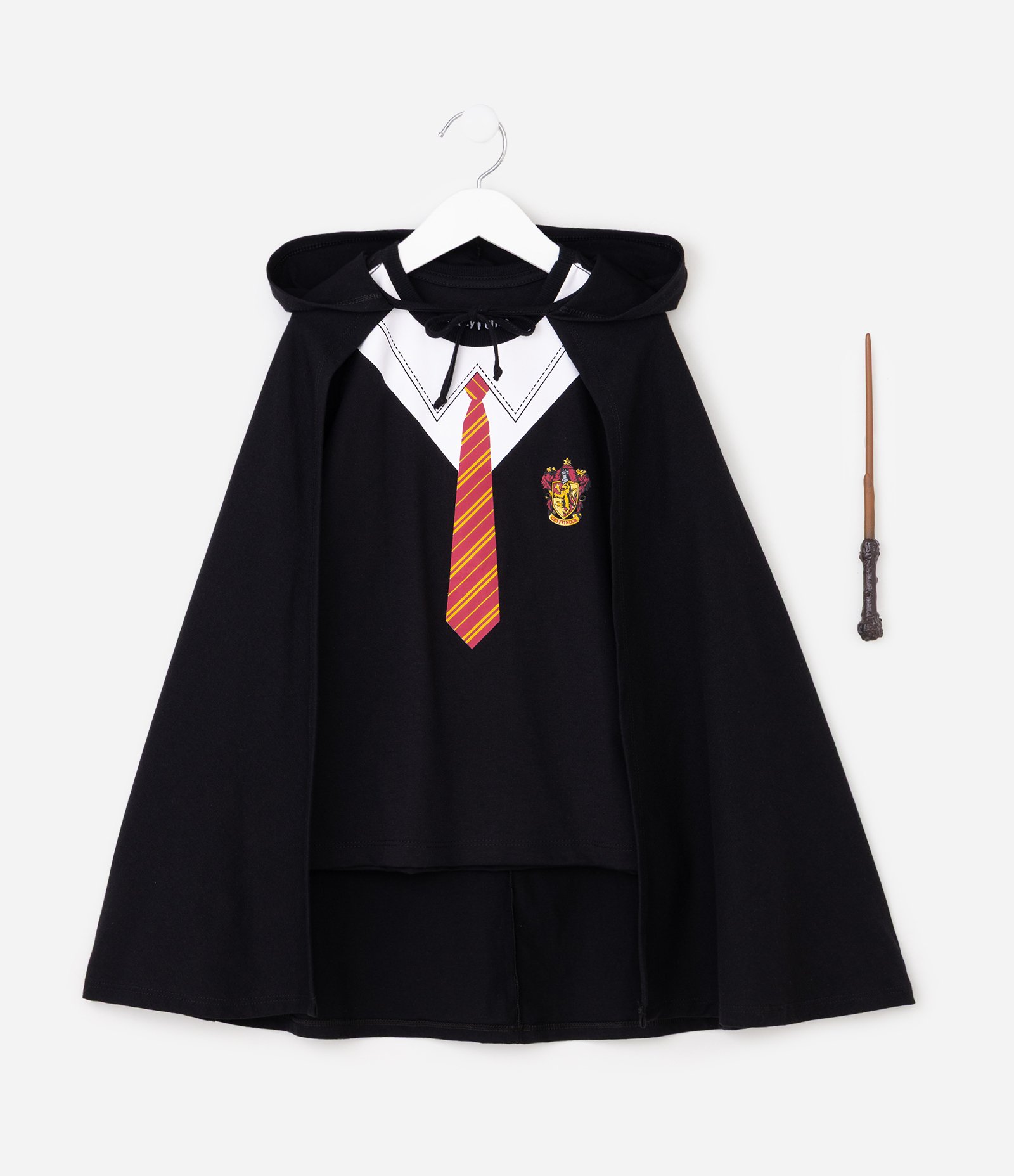 Roupa Divertida Infantil Harry Potter Acompanha Varinha - Tam 4 a 10 Anos Preto 3
