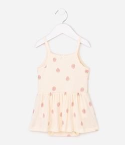 Vestido Body Infantil Em Algodão Estampa Morango - Tam 0 a 18 Meses