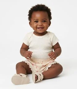 Bermuda Infantil Em Algodão Estampa Morangos - Tam 0 a18 Meses