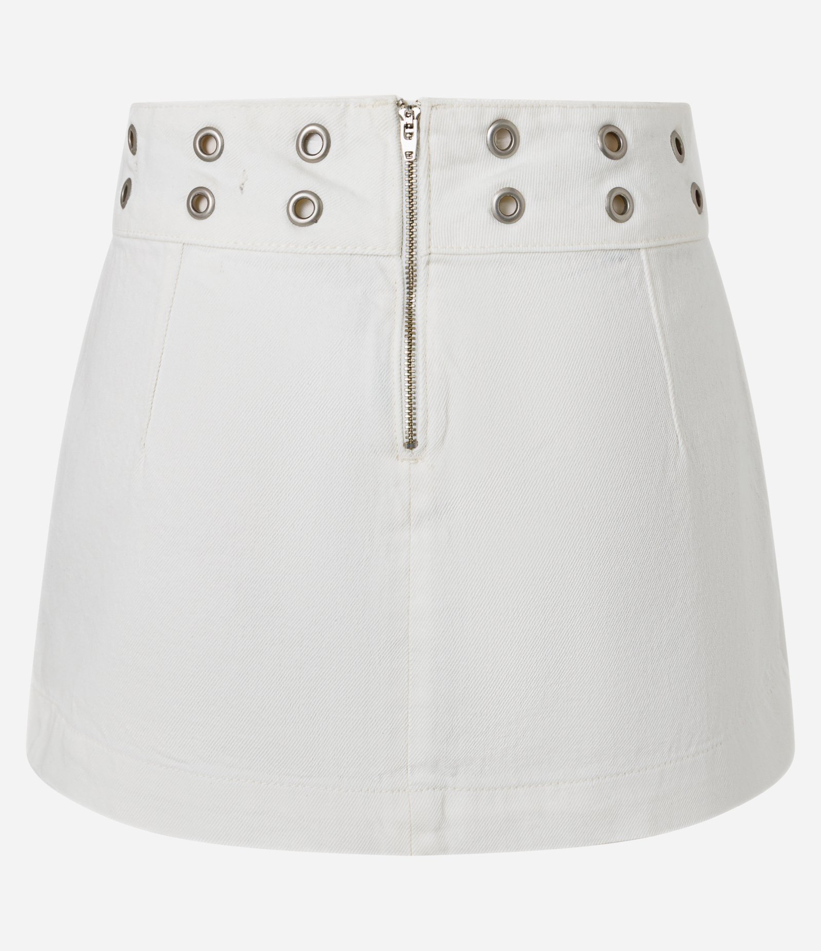 Mini Saia em Sarja com Ilhós Metálicos Branco 6