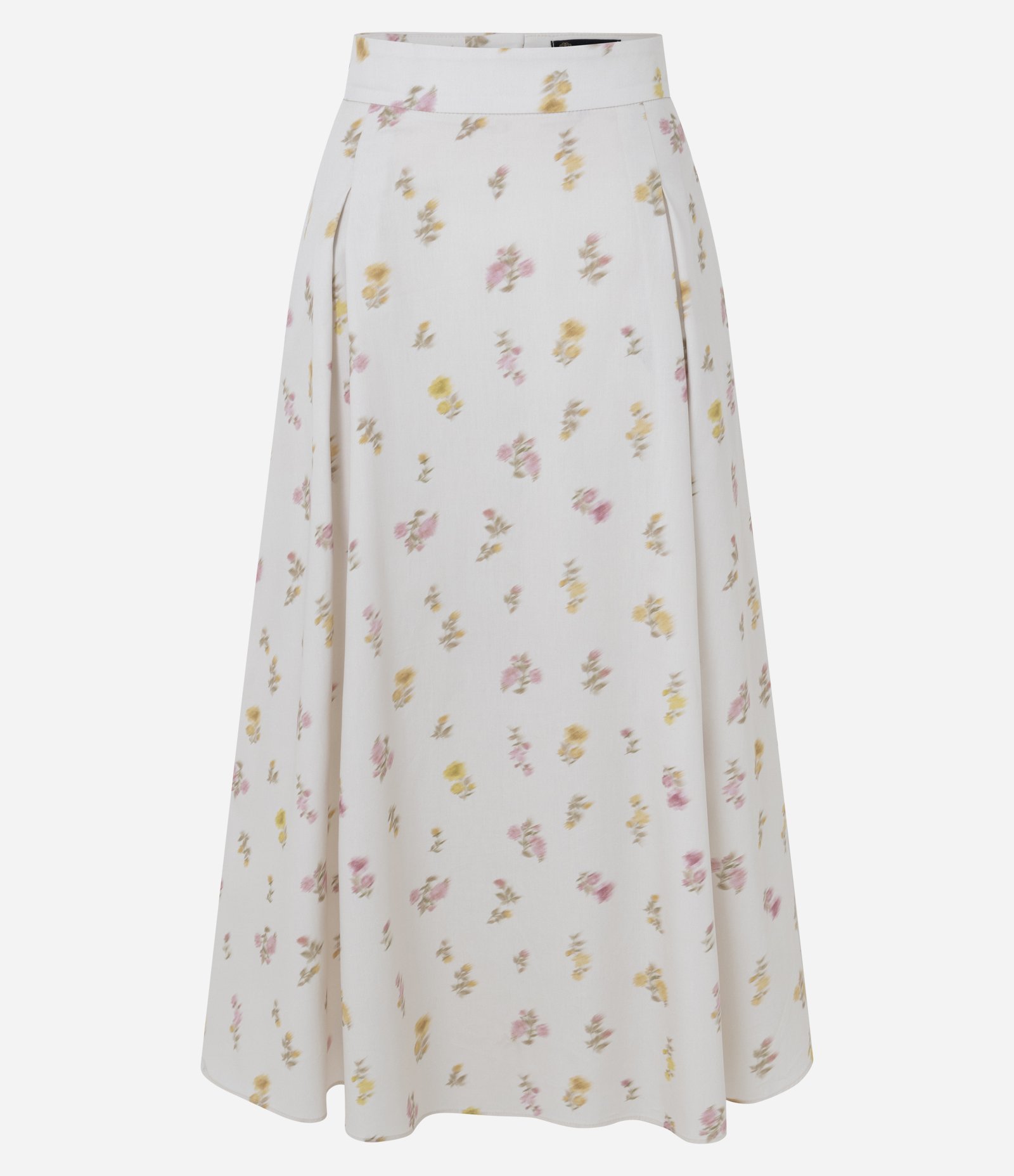 Saia Midi Alfaiatada em Algodão com Estampa Floral Liberty Off White 1