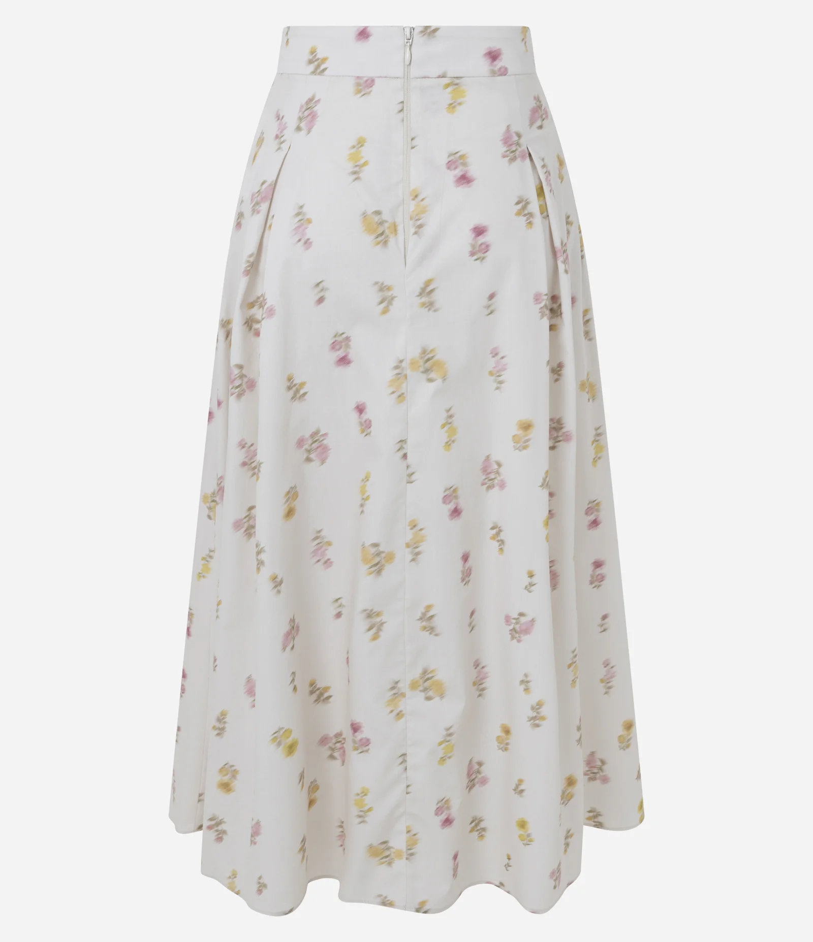 Saia Midi Alfaiatada em Algodão com Estampa Floral Liberty Off White 2