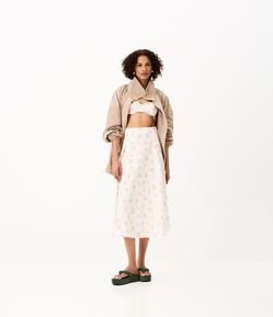 Saia Midi Alfaiatada em Algodão com Estampa Floral Liberty