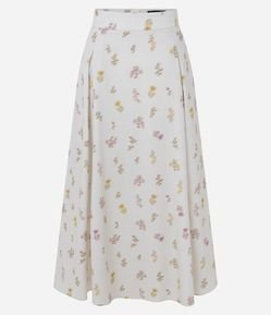 Saia Midi Alfaiatada em Algodão com Estampa Floral Liberty