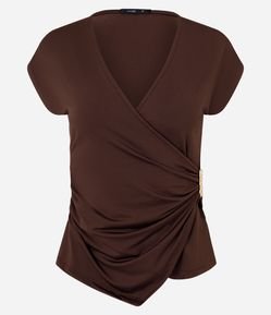 Blusa Transpassada com Aviamento Metalizado