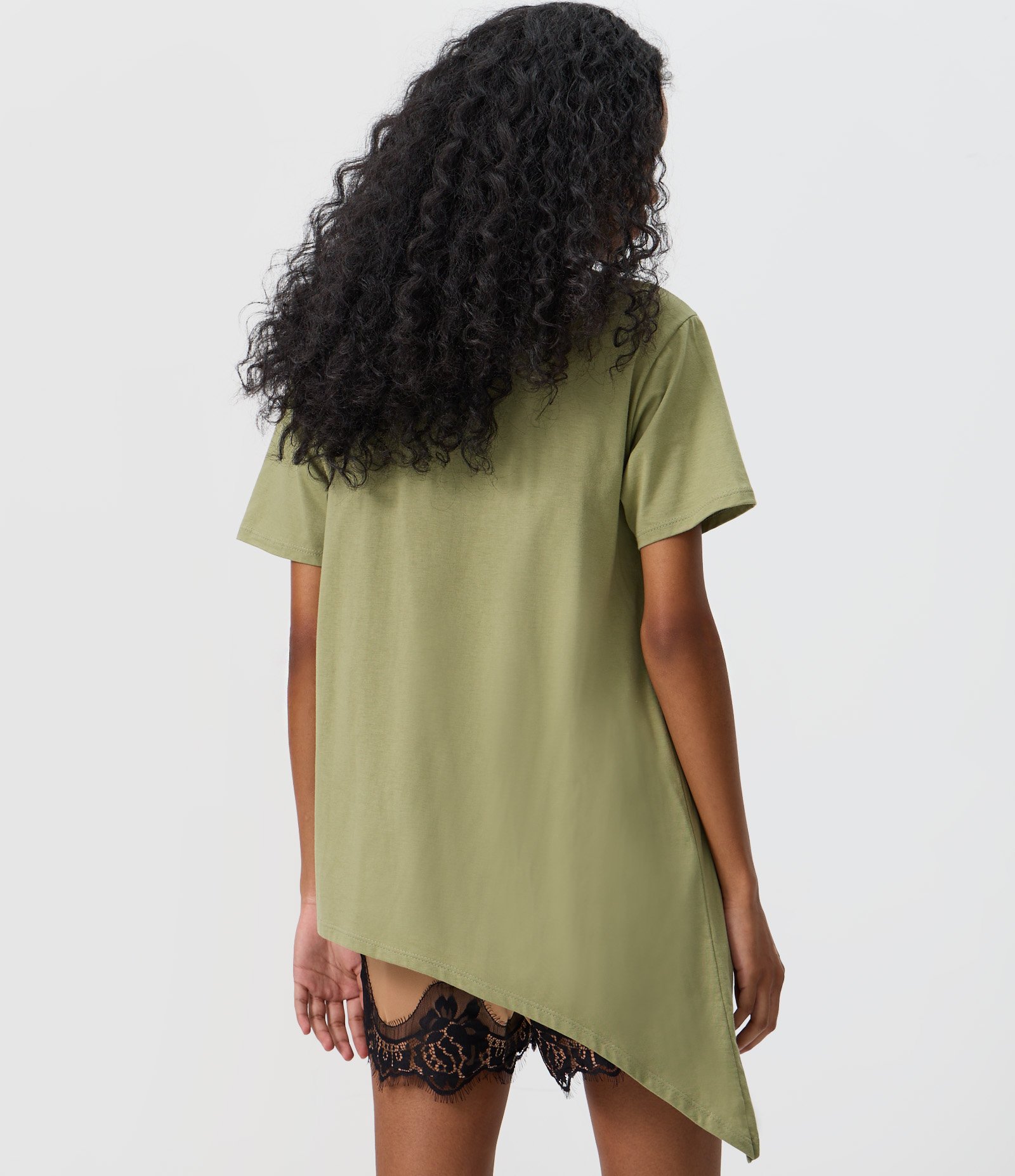Camiseta Alongada em Algodão com Estampa Sunshine e Barra Assimétrica Verde 4