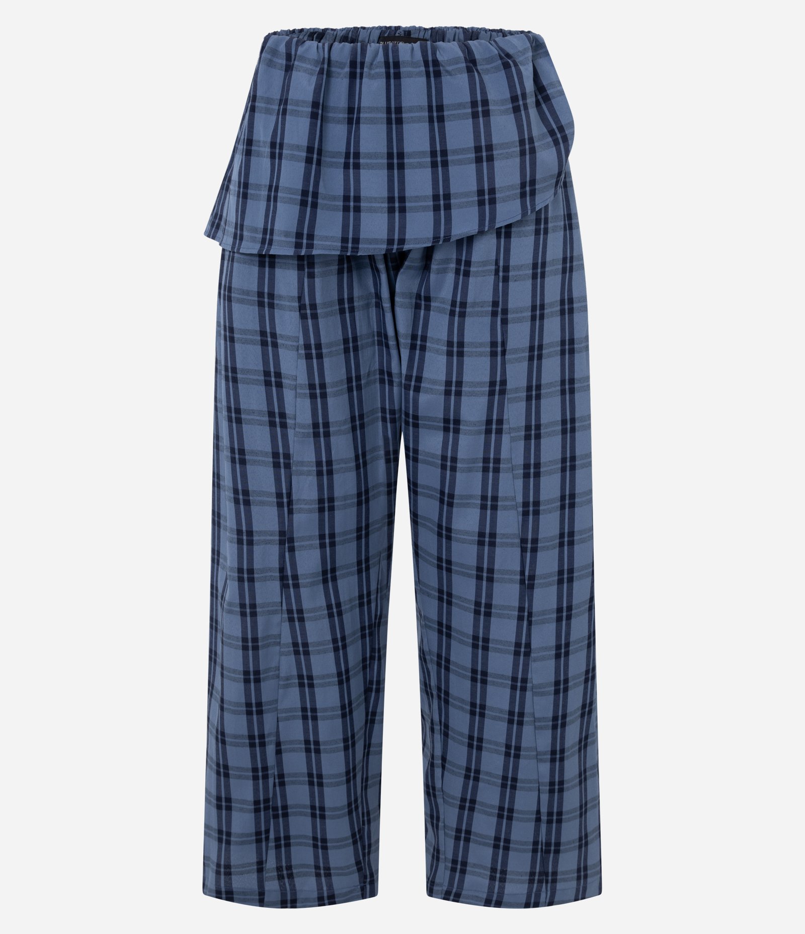 Calça Saruel Xadrez com Sobreposição Frontal Azul 1