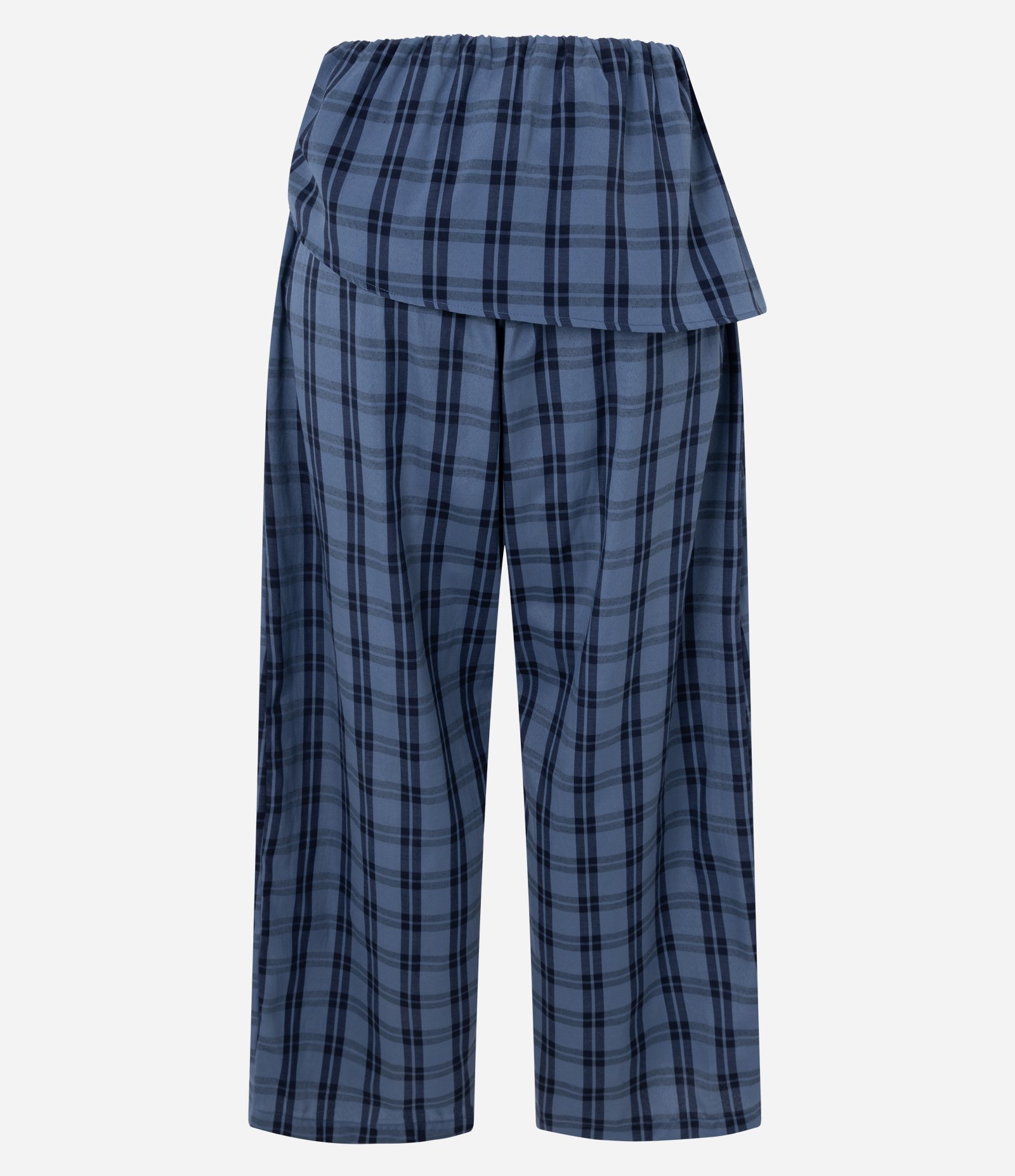 Calça Saruel Xadrez com Sobreposição Frontal Azul 2