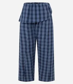 Calça Saruel Xadrez com Sobreposição Frontal