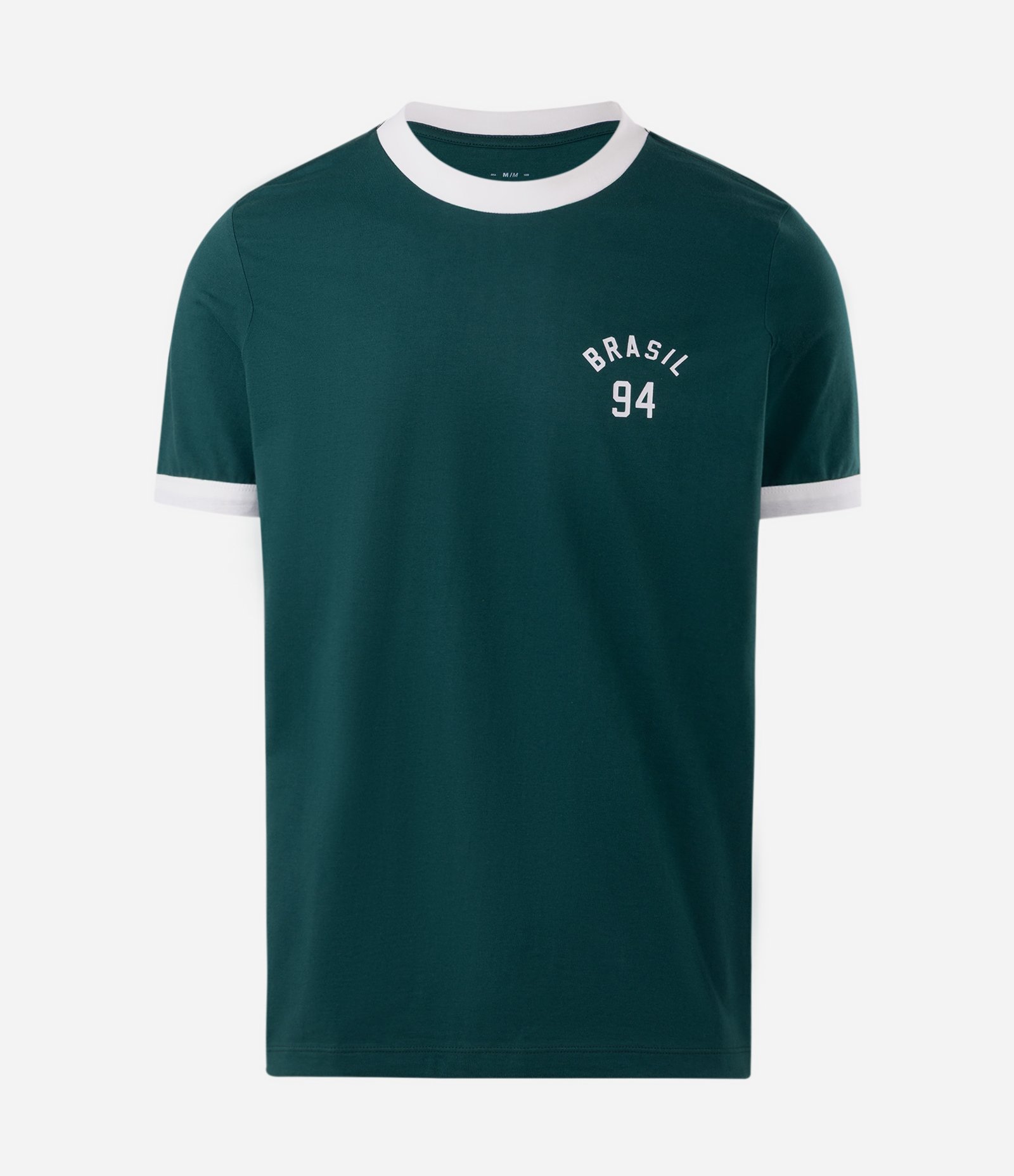Camiseta Regular Algodão Ribana Contrastante Brasil Verde 5