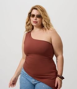 Blusa Ombro Só em Poliamida com Barra Assimétrica Curve & Plus Size