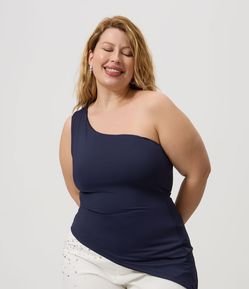 Blusa Ombro Só em Poliamida com Barra Assimétrica Curve & Plus Size